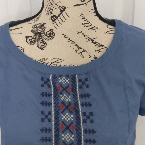 J. Crew Blue Blouse Peplem Hem Size 4 - Picture 2 of 10
